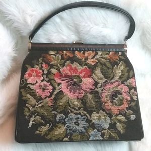 Jr Florida vintage floral needle point bag